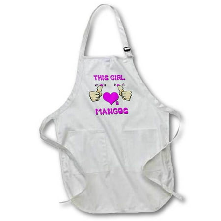 

3dRose This Girl Loves Mangos Full Length Apron 22 by 30-inch Black With Pockets