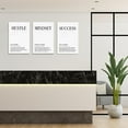 thumbnail image 4 of Hustle Mindset Success Wall Art Set of 3 Framed Canvas Black and White Motiviational Wall Art Home Office Wall Decor Inspirational Positive Quotes Posters Success Entrepreneur Gifts 12"x16", 4 of 6