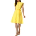 thumbnail image 1 of VESTIDO DE CAMISA PARA MUJER INSPIRE CHIC CON MANGAS CORTAS, CUELLO DE PUNTO, CINTURA CON LAZO, CIERRE DE BOTONES, LONGITUD MEDIA, COLOR L AMARILLO, 1 of 7