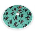Christmas Tree Skirt, Artsy Cute Cat Black Christmas Tree Decorations