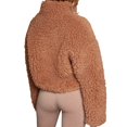 thumbnail image 4 of Female Fleece Full-Zip Jacket Long Sleeve Coat Soft Warm with Pockets Camel Color L, 4 of 9