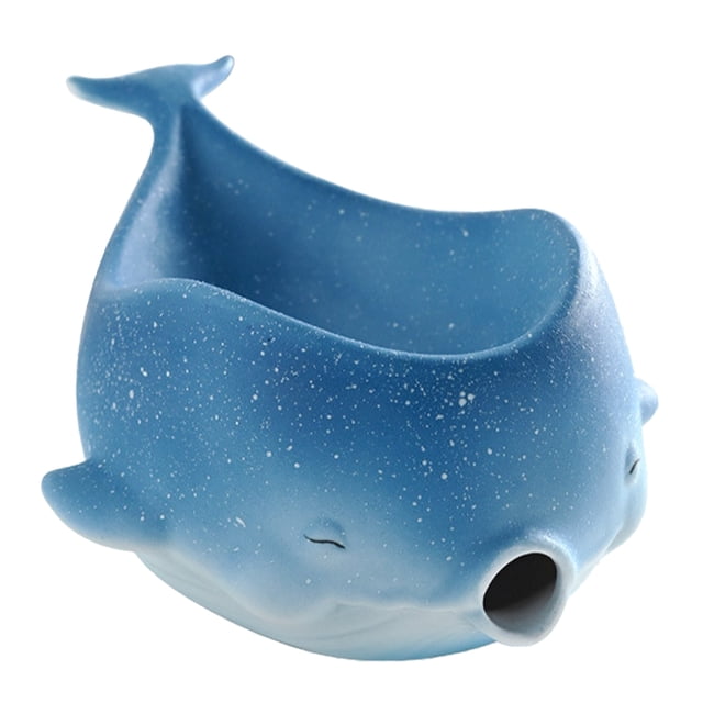 Jabonera de cerámica con forma de ballena para baño, bañera, fregadero de cocina, bandeja de almacenamiento de jabón