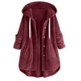 thumbnail image 3 of Patlollav Women Casual Button Jacket Pockets Long Sleeve Hooded Tops Winter Plain Coat, 3 of 7