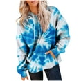 thumbnail image 4 of Womens Fashion Tie Dye Gradient Hoodies Oversized Sweatshirt Plus Size Loose Fit Cute Hooded Jacket Outwears Drawstring Fall Pullover Tops with Pocket, 4 of 7