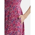 thumbnail image 2 of Time and Tru Women's and Women's Plus Smocked Waist Midi Dress with Short Sleeves, Sizes XS-4X, 2 of 4