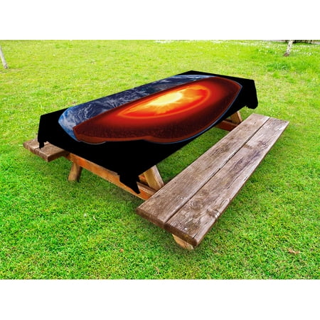 

Earth Outdoor Tablecloth Hot Burning Earth Core Structure with Geological Layers Vibrant 3D Style Image Decorative Washable Fabric Picnic Table Cloth 58 X 84 Inches Orange Black Blue by Ambesonne