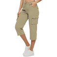 thumbnail image 5 of Mohiass Capri Pants for Women,Women's Pants Lightweight Hiking Cargo Pockets Casual Travel Cropped Cotton Pants with Pockets Khaki M, 5 of 6