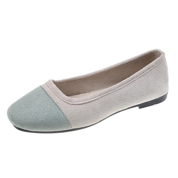 Shoes for Women Round-Toe Fashionable Casual Style Large Size Color-Block Shallow-Mouth Shoes for Daily Wear