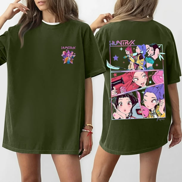 Pop cazadora para niña Demon Hunters Boys Girls Fashion Round-Neck Group Panels T Shirt (Army Green)