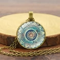 thumbnail image 6 of OPOLSKI Vintage Glass Cabochon Pendant Long Chain Necklace Ancient Bronze, 6 of 8