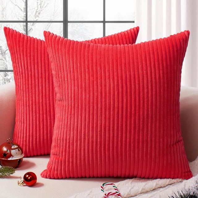 Juego de 2 fundas de almohada decorativas Softalker, 46 x 46 cm, pana roja