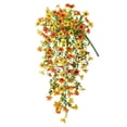 thumbnail image 1 of Colgante de pared de flores artificiales con cinco rosas violetas simuladas, flores anaranjadas y amarillas, diseño duradero para decoración interior o exterior, fácil de instalar., 1 of 5