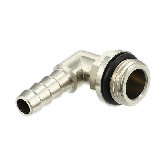 Universal Car 90 Degree Brass Fitting Hose Adapter 6mm 1/4" Barb to Male G1/4" BSP BSPT Silver Tone