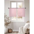 thumbnail image 3 of Pink Geometric Sheer Curtains 45 Inch Length 2 Panels Set Window Treatments, Modern Minimalism Solid Color Striped Rod Pocket Semi Curtains for Living Room/Bedroom/Kitchen Décor, 104"W x 45"L, 3 of 7