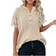 thumbnail image 3 of Tops para mujer,Conjunto de top y pantalón corto de manga corta holgado e informal para mujer, 100 % poliéster, cuello en V, ideal para el hogar, sopatenor, 3 of 9