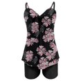 thumbnail image 6 of Jacenvly Women'S Plus Size Two Piece New Style Sleeveless Swimsuits Floral Crewneck Surfing Swimwear Soft Summer Women'S Fashion Bow Tie Print Beach Style Swimsuit and Shorts Pink, 6 of 8