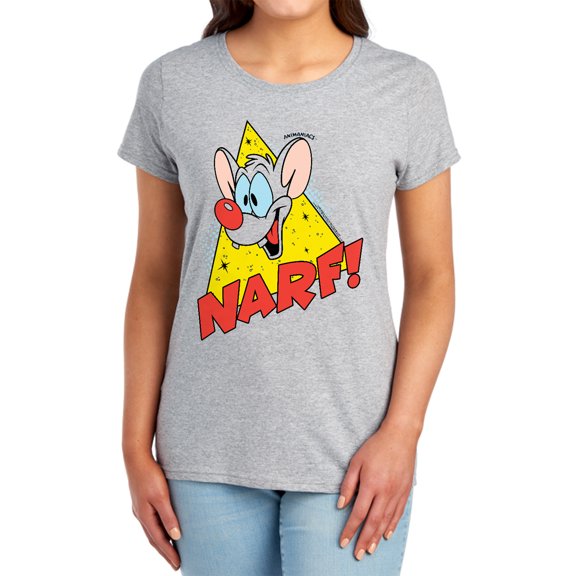 Pinky and The Brain Narf Women's T Shirt, Athletic Heather, Small