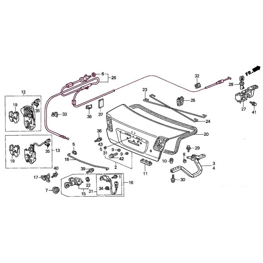 Honda 74880SNAA01 Trunk and Fuel Door Release Cable Honda Civic Sedan