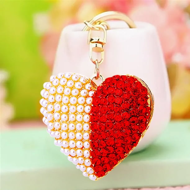 Llavero de corazón melocotón | Colgante de regalo de San Valentín | Lindo Charm de Hierro para Mochila, Bolso de Hombro, Teléfono | Accesorio decorativo | Rojo Azul Rosa Blanco | 9x4cm | 1 paquete