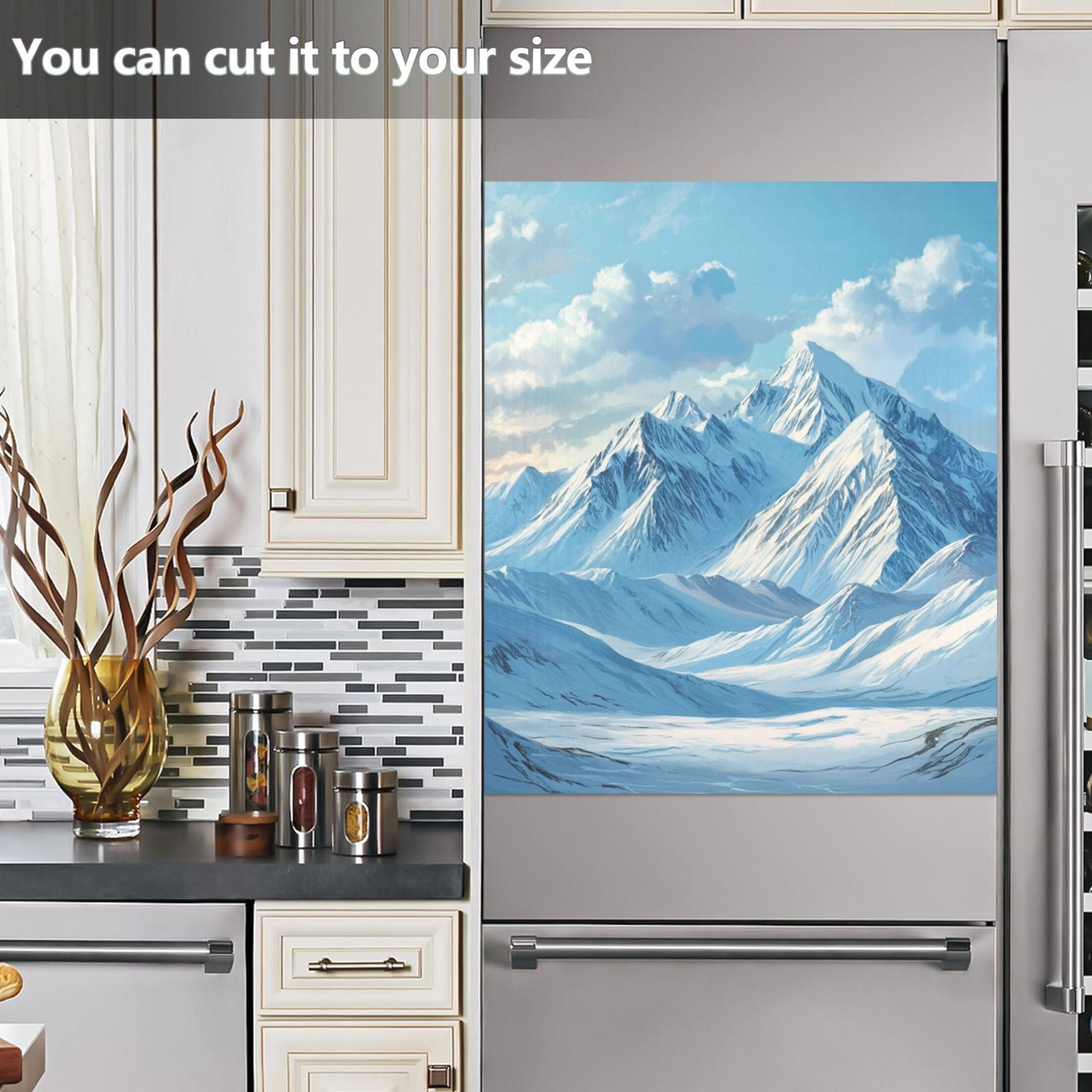 Dishwasher Magnetic Sticker 23x26 Inch Refrigerator Magnetic Sticker Washing Machine Magnetic Sticker Kitchen Panel Magnetic Sticker Home Decor Blue Snow Mountain