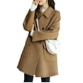 thumbnail image 5 of Abrigo de cuello de traje de lana para mujer, otoño e invierno, grueso, cálido, largo, suelto, pequeño abrigo, 5 of 5