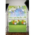 thumbnail image 4 of 5×7FT Spring Easter Backdrop Garden Flowers Green Grass Fences Bokeh Sky Easter Background Baby Shower Kid Portrait Party Decoration, 4 of 6