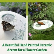 Gardener's Supply Company Ceramic Butterfly Puddling Stone | Outdoor Lawn Garden Decor, Backyard Haven & Attracts Pollinator Butterflies with Water & Mineral Holder Well | Perfect for Flower Garden