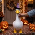 thumbnail image 4 of Sruoe Halloween Ghost‑Print Witch Hat for 23 Inch Porch Goose Statue, Decorative Holiday Hat for Lawn Goose Figurine, 4 of 6