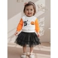 thumbnail image 4 of Toddler Baby Girl Halloween Outfit 1-6 Years Kids Ghost Embroidered Long Sleeve Sweatshirt Elastic Waist Tulle Skirt 2Pcs Cute Fall Clothes Set, 4 of 9