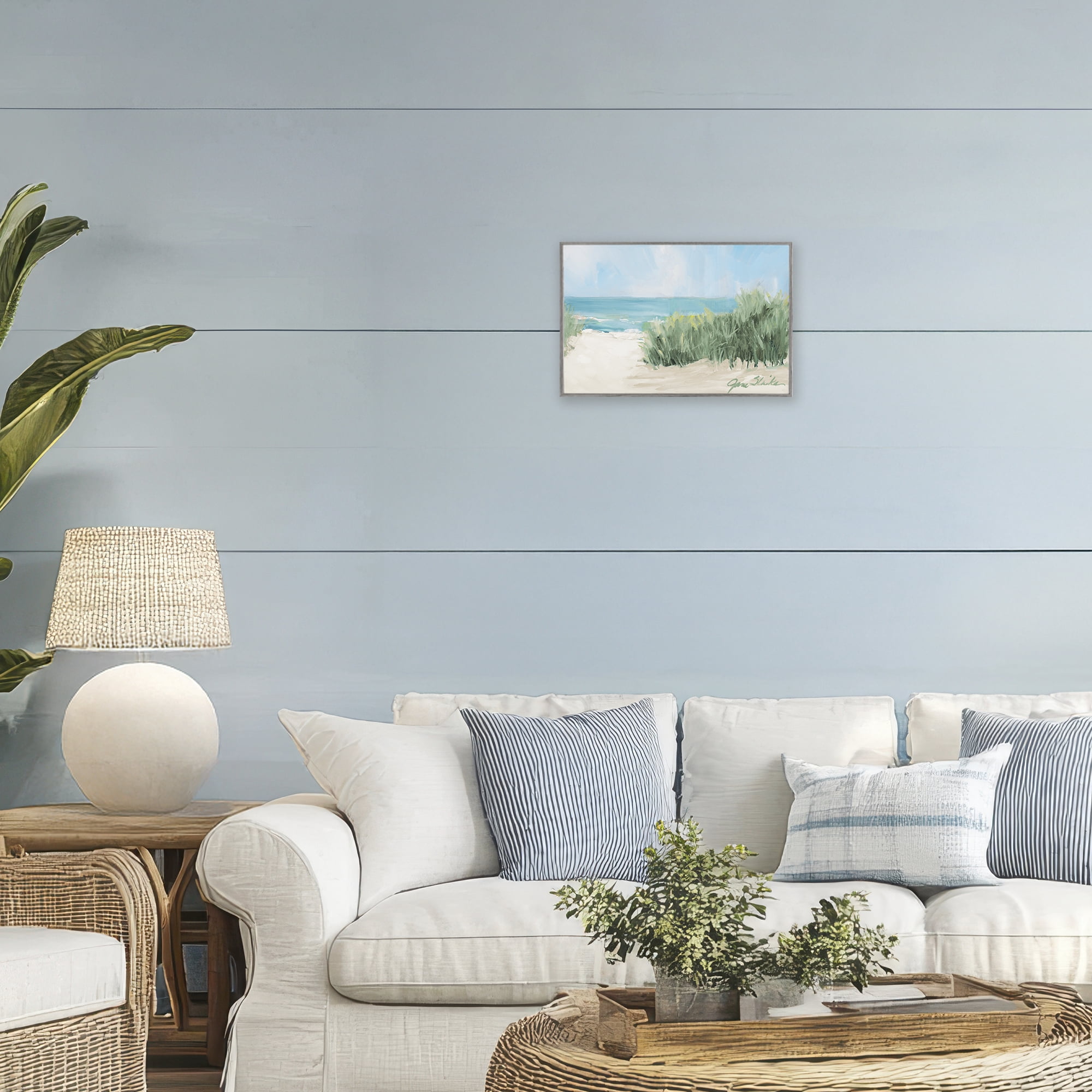 Stupell Industries Soothing Beach Day Gray Framed Giclee Art, design by Jane Slivka