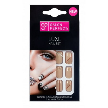 SALON PERFECT ARTIFICIAL NAIL - NUDE WITH GOLD (Best Artificial Nails Brand)