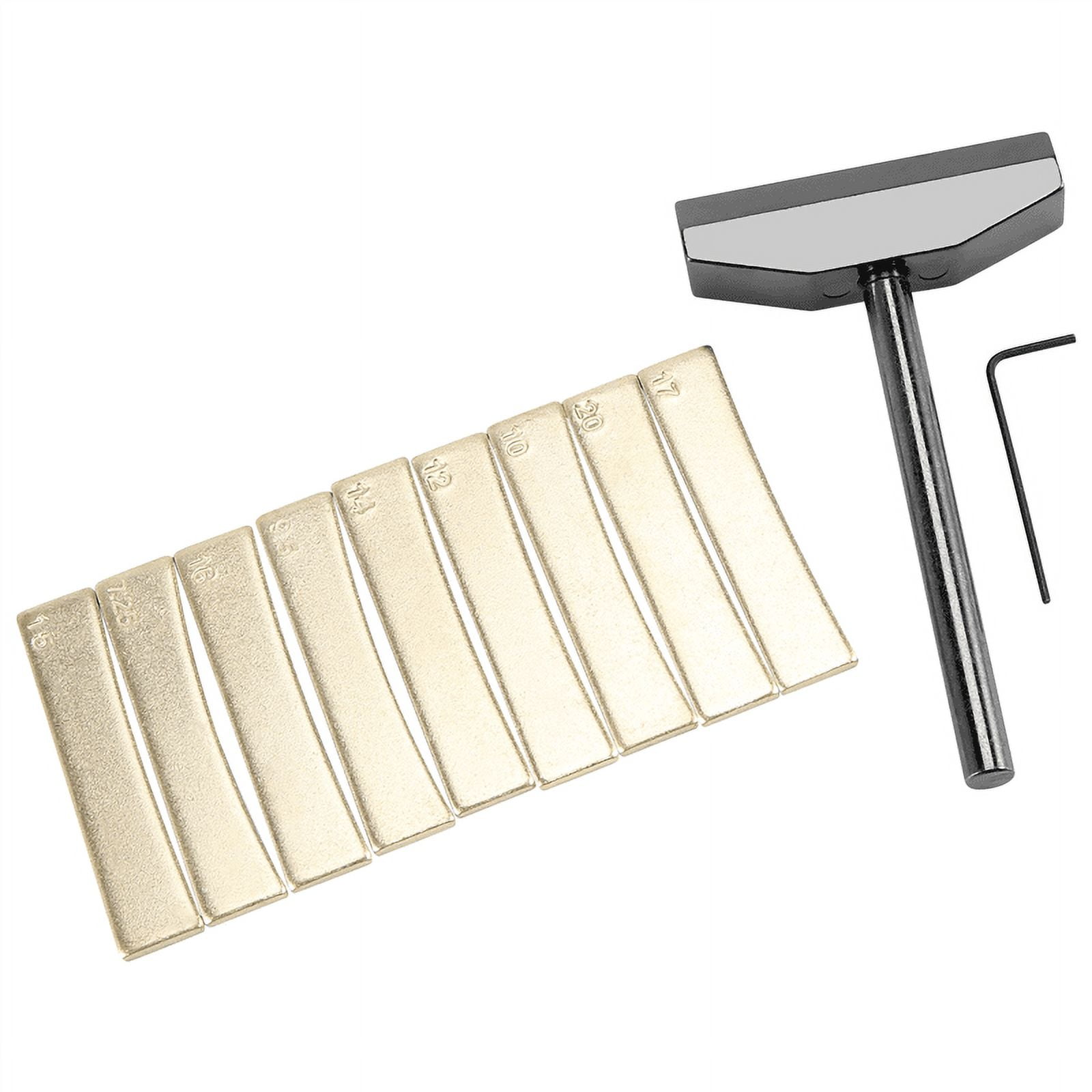 Luthier Tools Set Guitar Fret Caul Fingerboard Pressing Tool + 9Pcs Brass Radian Fret Inserts with Hex Wrench