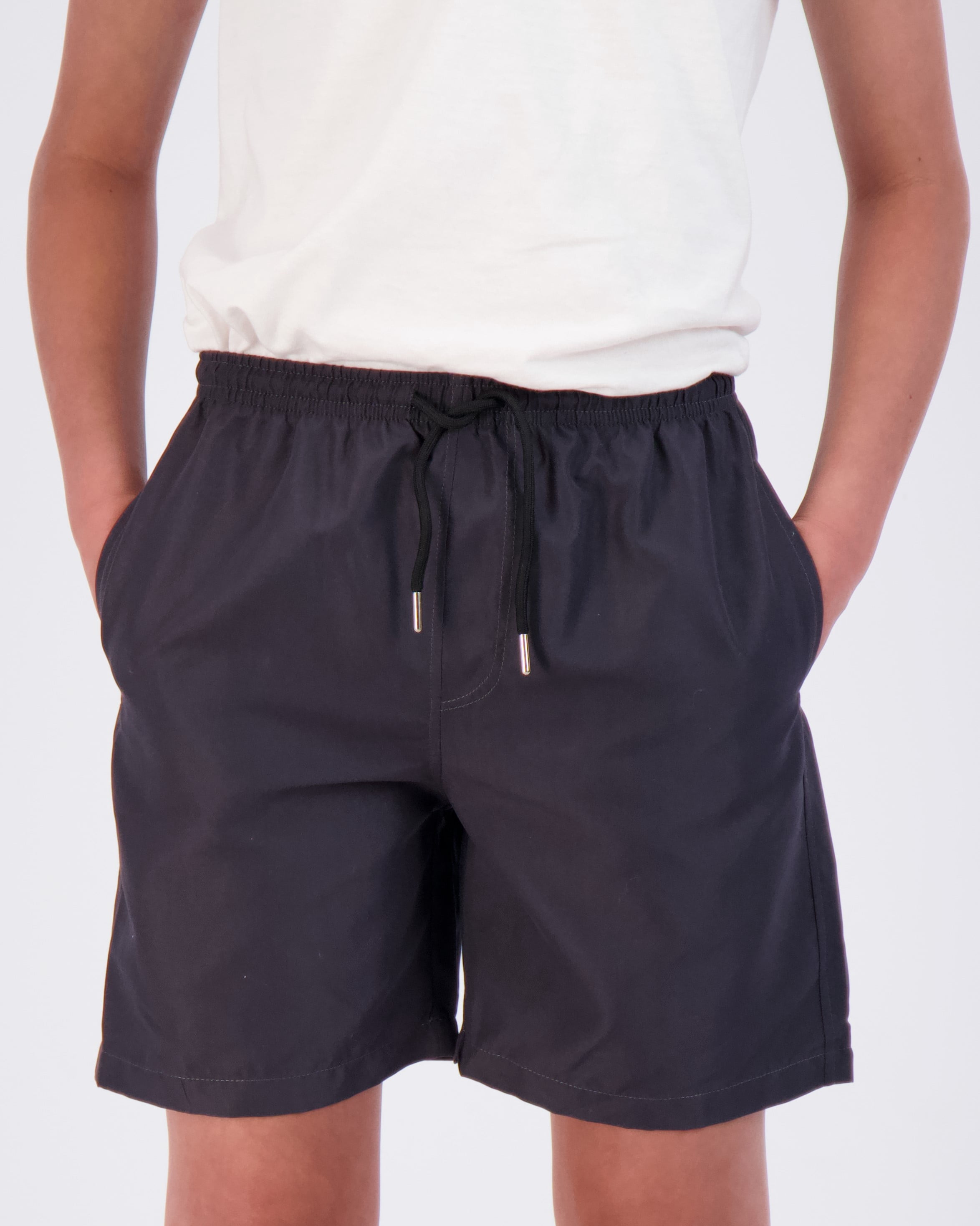 Real Essentials 3-Pack: Boy's Swim Board Shorts Trunks with Drawstring Beach UPF Swimwear Surf Swimming Short for Boys
