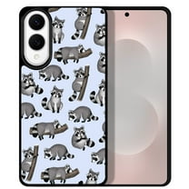 WIRESTER Shockproof Soft Rubber Cover Case for Samsung Galaxy S25 Edge 6.7 inch 2025, Raccoon Funny Playful Postures