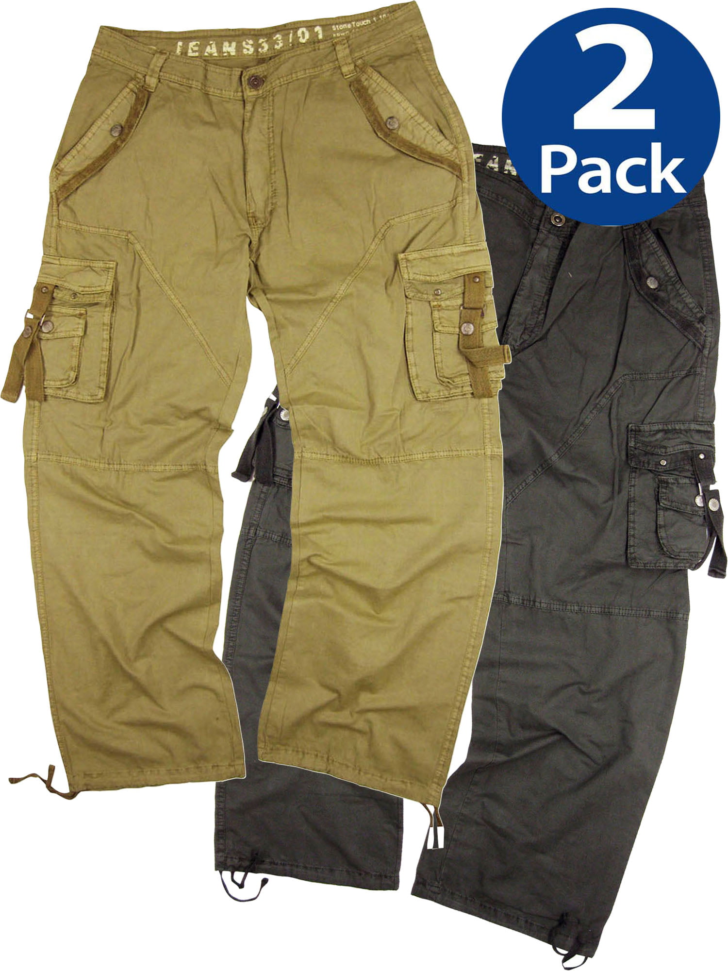 StoneTouch-Men's Military-Style Cargo Pants 2pcs pack #A8x2(D.Grey ...