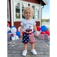 thumbnail image 6 of BemeyourBBs Newborn Baby Boy My First 4th of July Outfit Baby Memorial Day Independent Day Outfit Short Sleeve Patriot Flag in Truck Letter Print Romper Star Stripe Shorts Set Baby Boy Summer Clothes, 6 of 9