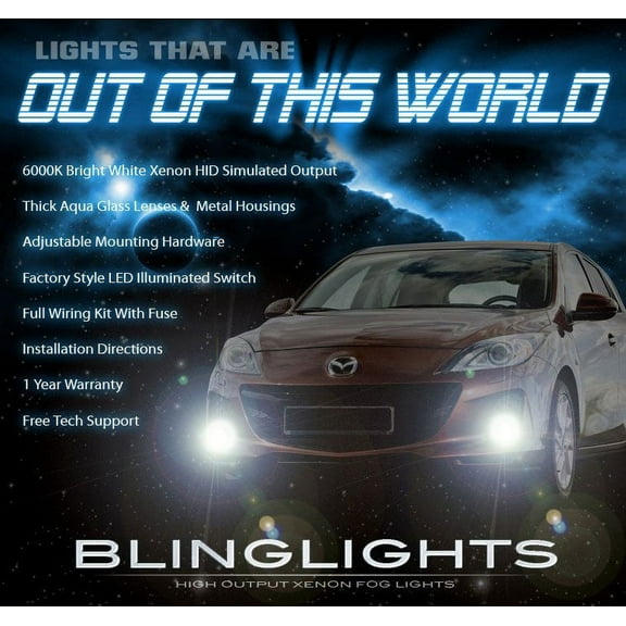 2012 2013 Mazda3 Xenon Fog Lamp Driving Light Kit Hatchback Sedan Foglamps Foglights Drivinglights