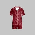 thumbnail image 1 of Pantalons de Pyjama pour Femmes, Hauts à Manches Courtes pour Femmes, Blouse Décontractée pour Enfants Col Rabattu Manches Courtes Mode Ensemble de Pyjama, 1 of 3