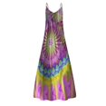 thumbnail image 3 of Women Fashion Tie-Dyed V-Neck Gradient Print Sleeveless Spaghetti Maxi Dress, 3 of 6