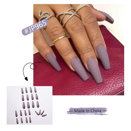 

24pcs Bright Color Solid Color Ballet Manicure Long Style Re-wearable Nail Sheet