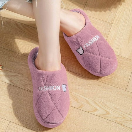 

Gubotare Fuzzy Slippers Women Women s Cute Comfy Fuzzy Knitted Memory Foam Slip On House Slippers Indoor Purple 8.5
