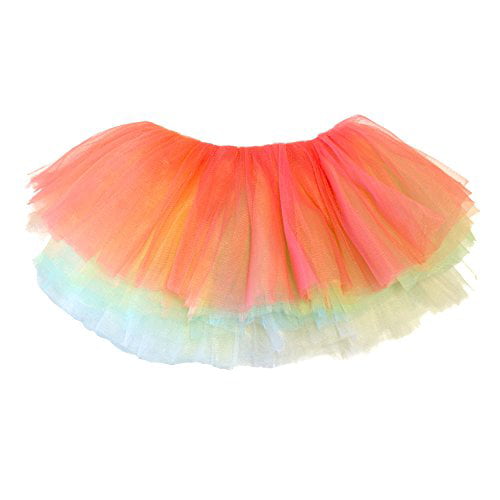 New Girls Children Kids Neon 2 Layers TuTu Fancy Dress Skirt-Age 5-10 Years 