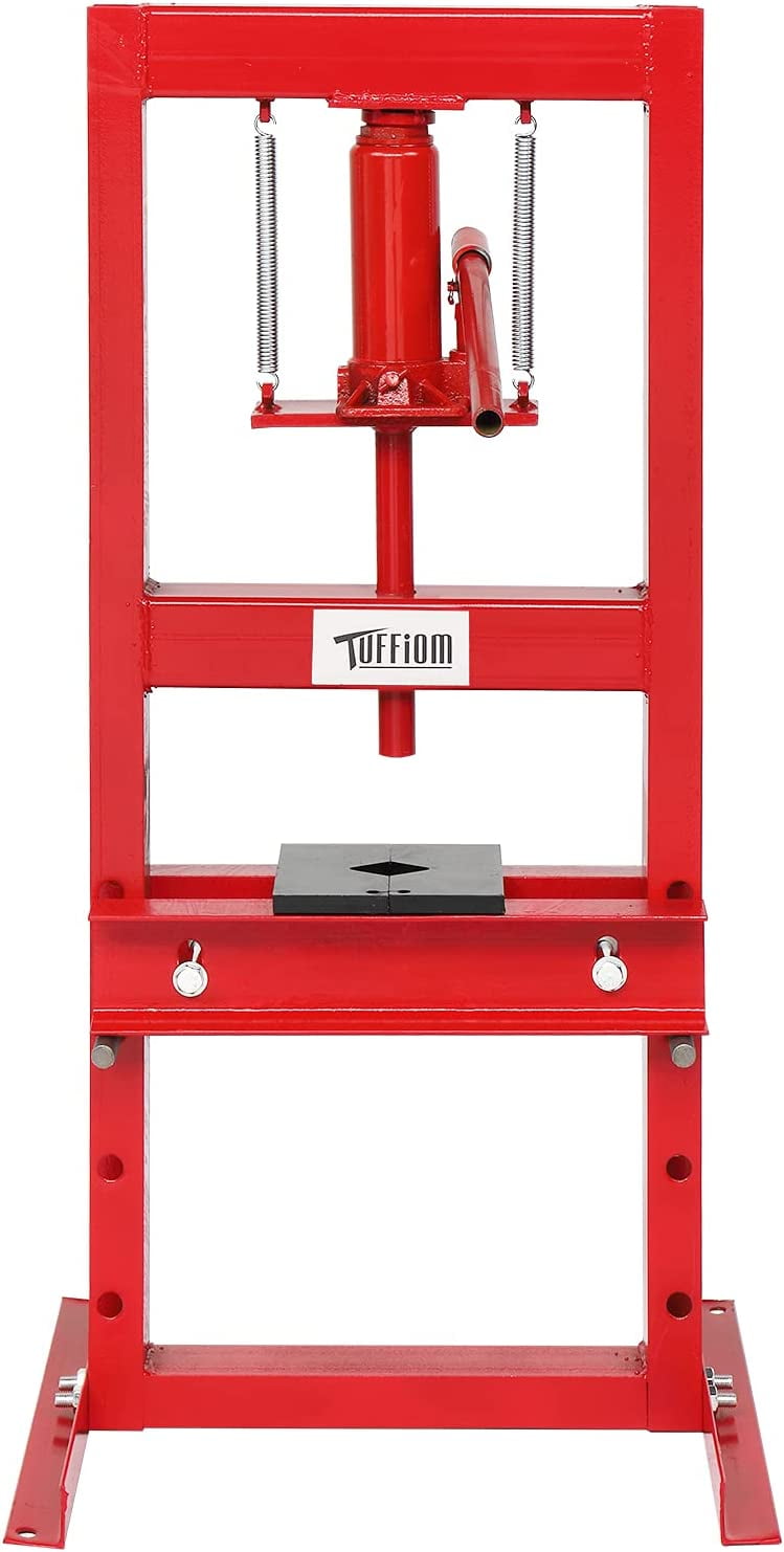 TUFFIOM 6-Ton Hydraulic Shop Press with Press Plates, H-Frame Garage  Benchtop Press, Adjustable Working Table Height, 18.9”L x 15.75”W x 36.8”H