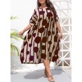 thumbnail image 4 of Vestido de mujer O-cuello Mangas cortas Bolsillos Estampado floral Dobladillo plisado Tallas gr CACAGOO Vestido, 4 of 7