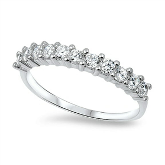 Women's Wedding Ring Clear Cubic Zirconia .925 Sterling Silver Band White Jewelry Female Size 10