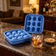 thumbnail image 1 of Molde de hielo reutilizable de silicona con 9 cavidades grandes en forma de balón de fútbol, apto para uso alimentario, flexible, con tapa, ideal para cócteles, whisky y uso en barra de casa., 1 of 7