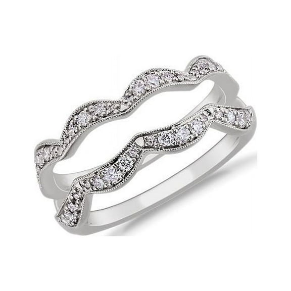 0.20 Carat Round Cut Real Diamond Stylish Eternity Band for Wedding Solid 14K White Gold Size 7
