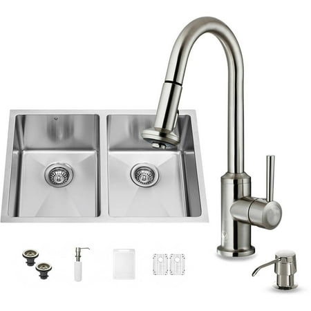 Vigo VG15061 29" Stainless Steel Kitchen Sink Set with 16.75" Stainless Steel Faucet Pull-Out Spray Head 2