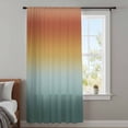 thumbnail image 4 of Burnt Orange Teal Ombre Sheer Curtains 108 Inches Extra Long, Modern Gradient Abstract Art Light Filering Curtains, Privacy Drapes Simi Floor to Veiling Curtain for Living Room Large Window Treatment, 4 of 9