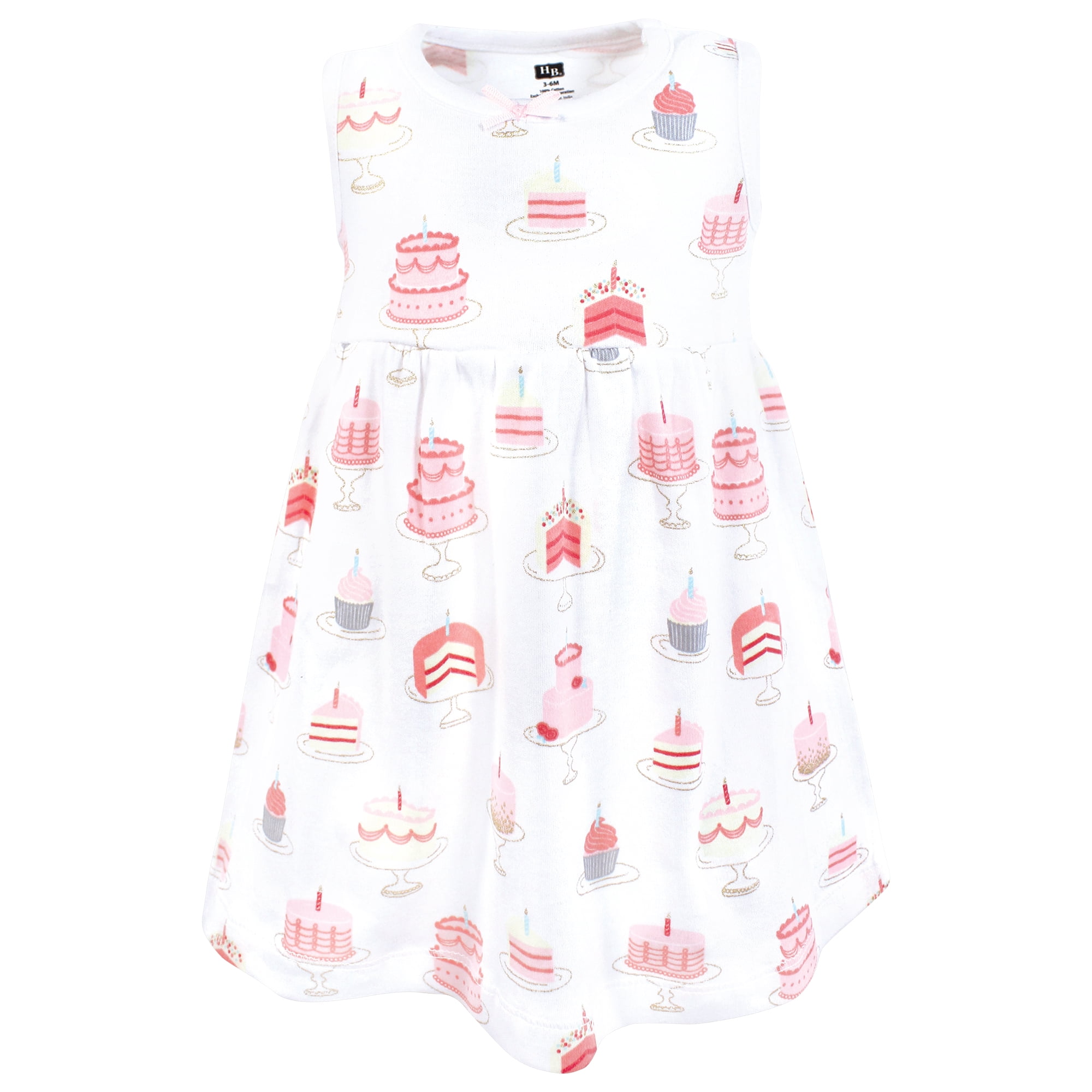 Hudson Baby Infant and Toddler Girls Cotton Dress and Cardigan Set, Birthday Cake, 3-6 Months